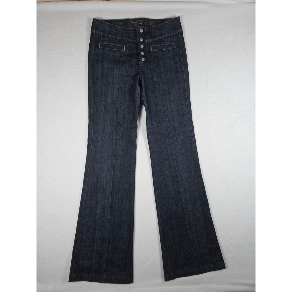 7 For All Mankind Y2K Trouser Flare Jeans Button Fly 27 Dark Wash Boho Retro